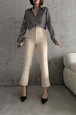Hoge taille geplooide tailormade broek