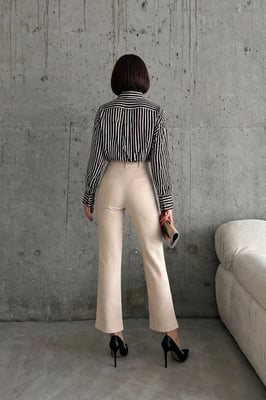 Hoge taille geplooide tailormade broek