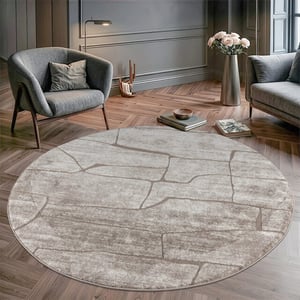 Muratap Vivant marmer rond vloerkleed laagpolig beige- 160 cm rond