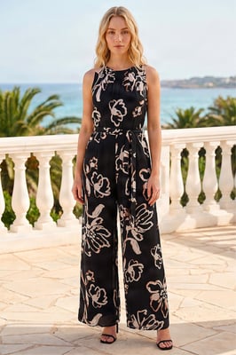 Floral Print Chiffon Jumpsuit