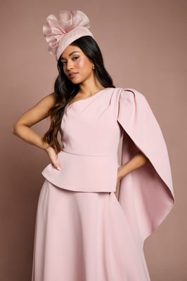 Petite Lisa Tan Shoulder Crepe Midi Dress
