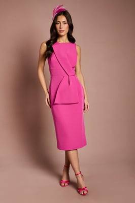 Lisa Tan Bow Detail Crepe Pencil Midi Dress