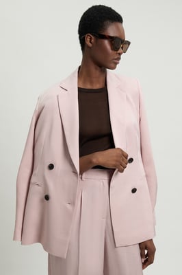 Polished Linen Blend Single Breasted Tailored Blazer