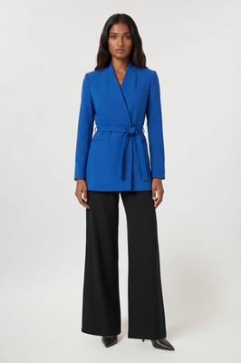 Tailored Collarless Belted Blazer