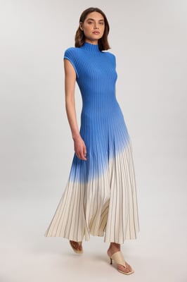 Ombre Knit High Neck Sleeveless Maxi Dress