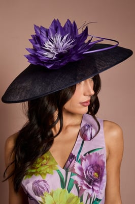 Lisa Tan Feather And Quill Detail Wide Brim Hat