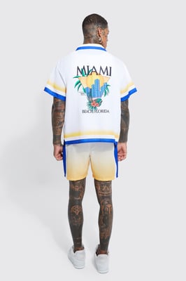 Regular Fit Miami Border Shirt And Short Set