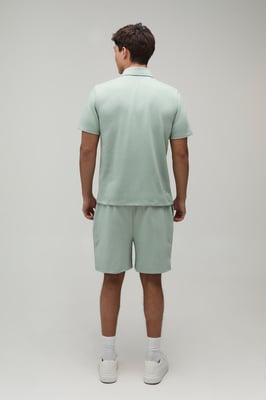Seam Detail Regular Fit 1/4 Zip Polo & Regular Short Set