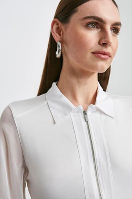 Collared Viscose Jersey Elastane Shirt