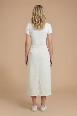 Utility Denim Midi Skirt