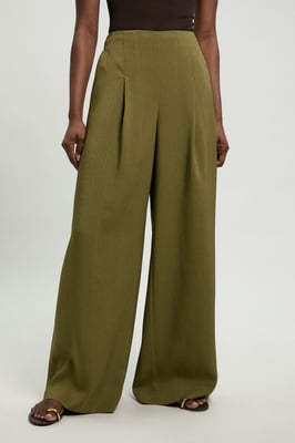 Viscose Blend Wide Leg Tailored Trouser
