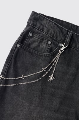 Silver Skull and Cross Jean Chain