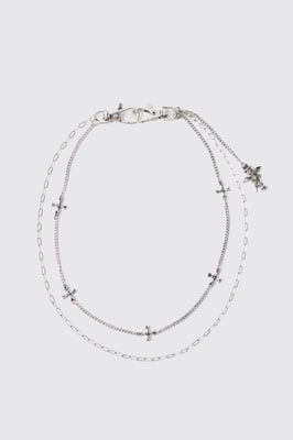 Silver Skull and Cross Jean Chain