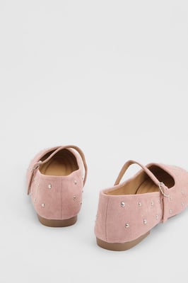 Cressie Faux Suede Studded Padded Mary Jane Ballet Flats