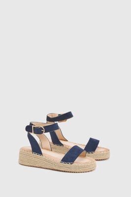 Riva Faux Suede Strap Medium Espadrille Wedge Sandals