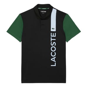 Men's Lacoste Dry Print Branding Tennis Polo Shirt in Black