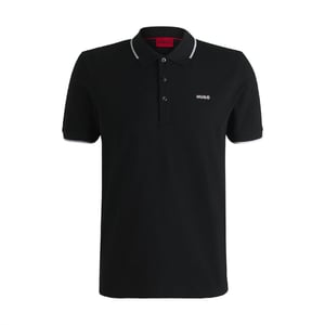 Men's Hugo Printed Logo Polo Shirt in Black