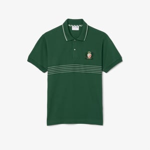 Men's Lacoste Fit L.12.12 Embroidered Shield Polo Shirt in Green