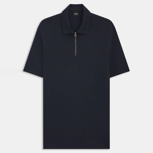 Men's Boss Paras 57 Zip Neck Polo Shirt in Dark Blue