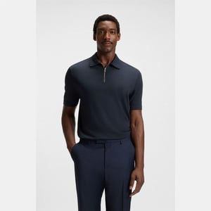 Men's Boss Paras 57 Zip Neck Polo Shirt in Dark Blue