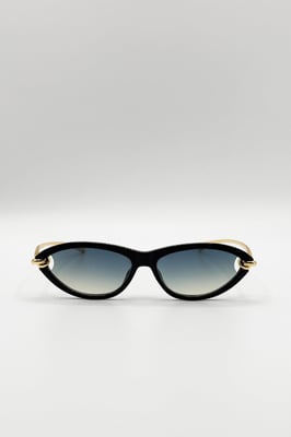 Bold Oval Angular Sunglasses in Black