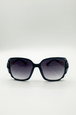 Round Square Side Detail Sunglasses In Black
