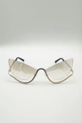 Butterfly Dimante Rimless Sunglasses In Iridescent