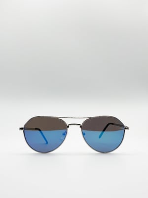 Aviator Sunglasses With Blue Mirror Lenses