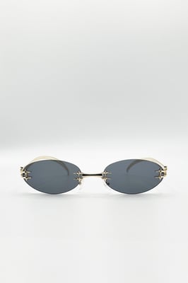 Rimless Oval Sunglasses In Black