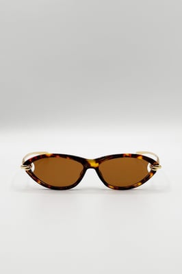 Bold Oval Angular Sunglasses in Tortoiseshell