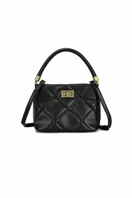 Quilted Top-Handle Crossbody Mini Handbag - Black