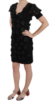 John Richmond Black Floral Appliqu Dress