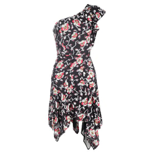 Isabel Marant One Shoulder Minijurk in Bloemenprint Zijde