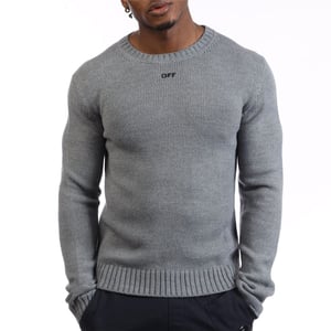 Men's Off White Sweater in Grey black