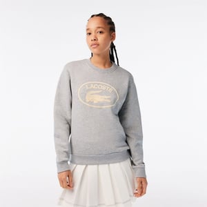 Women's Lacoste Fit Organic Cotton Fleece Sweatshirt in Grey