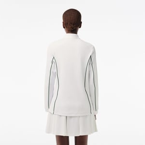 Women's Lacoste Fit quarter Zip Sweatshirt in White Green