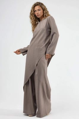 Gestructureerde Knopen Blouse met Lange Mouwen