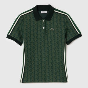 Women's Lacoste Fit Monogram Jacquard Polo Shirt in Green