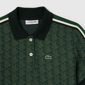 Women's Lacoste Fit Monogram Jacquard Polo Shirt in Green