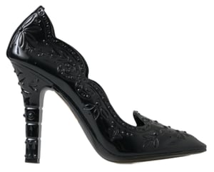 Dolce & Gabbana Svart CINDERELLA Blommiga Kristallklackar Skor