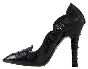 Dolce & Gabbana Svart CINDERELLA Blommiga Kristallklackar Skor