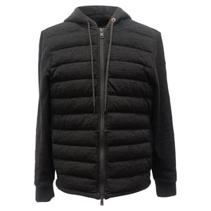 Moncler Zip-Up Padded Hoodie in Black Cotton