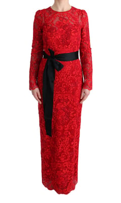 Dolce Gabbana Red Lace Maxi Dress