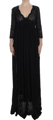 Kant Maxi Jurk Zwart 34 Mouwen
