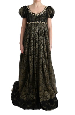 Lace Evening Gown Embroidered Daisies