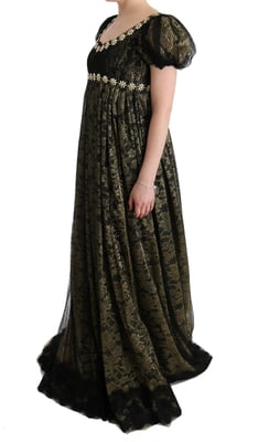 Lace Evening Gown Embroidered Daisies