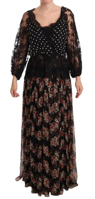 Floralprint Maxi Dress Polka Dot Lace