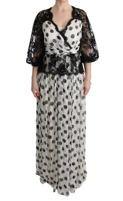 Polka Dot Maxi Dress With Lace Overlay