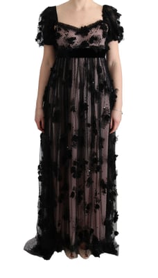 Floral Appliqu Gown Long Sleeve