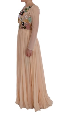 Floral Embellished Gown Long Sleeve Maxi Dress